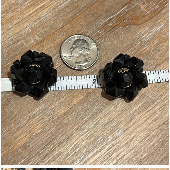 Vintage Germany Black 3 Strand Beaded Necklace. Choker & Matching Earrings set - Picture 11 of 16